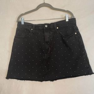 MADEWELL Rigid Denim A-Line Mini Jean Skirt: Metallic Dots Edition SZ 31